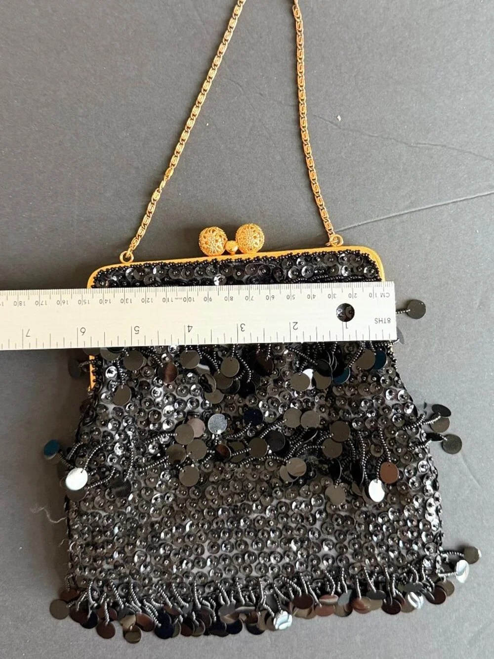 Handmade Vintage Vivant by Sarnie Black Sequin & Beaded Evening Bag | Hong Kong